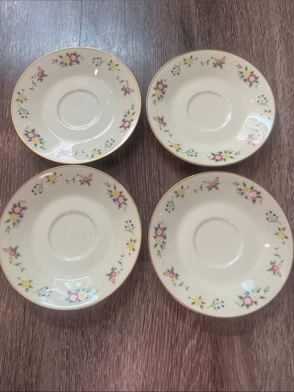 Vintage Noritake “Impression” Cream Porcelain Saucer with Gold Trim - Set of 4